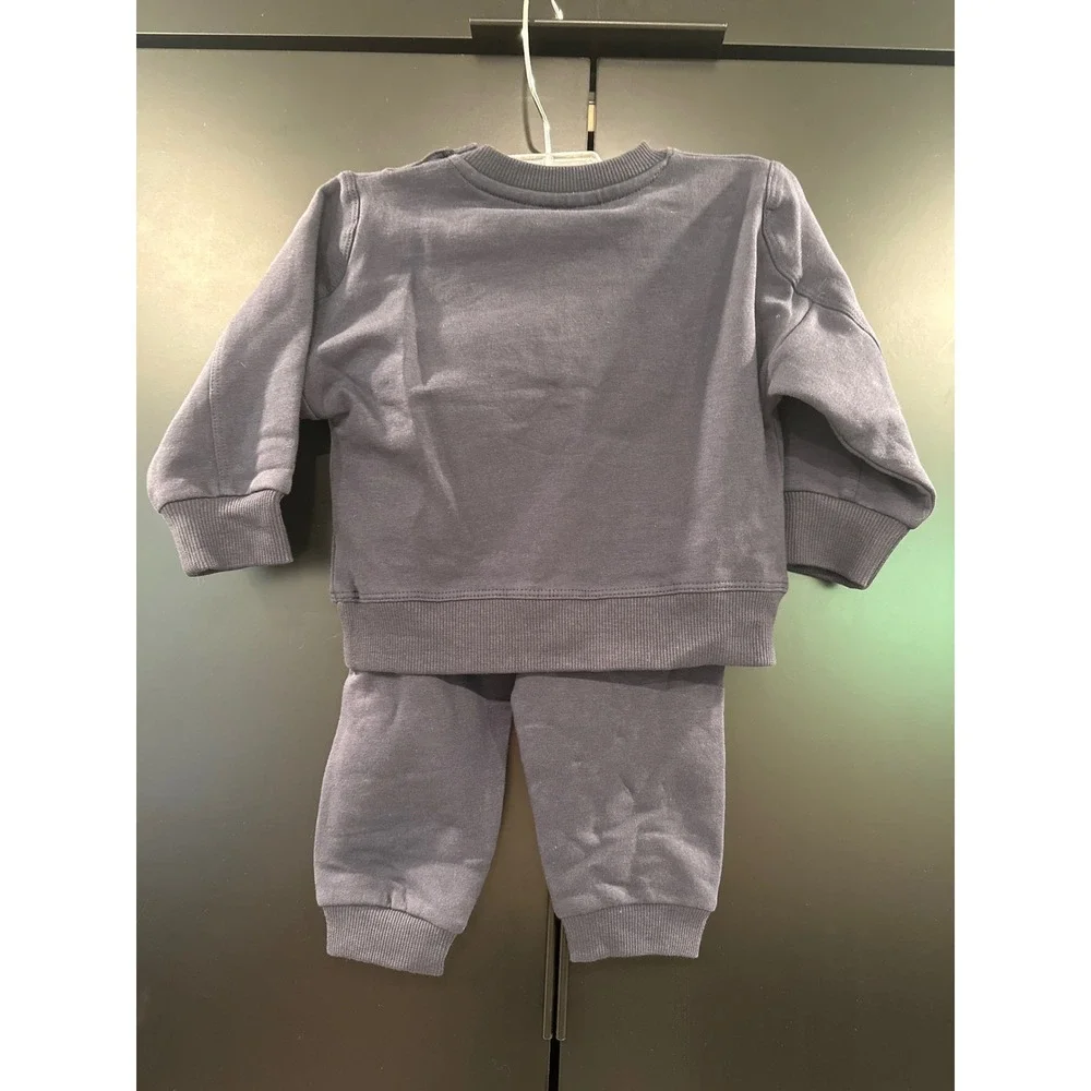 En Fant Navy Teddy Bear Drummer Sweatshirt and Joggers 6M NWT Organic